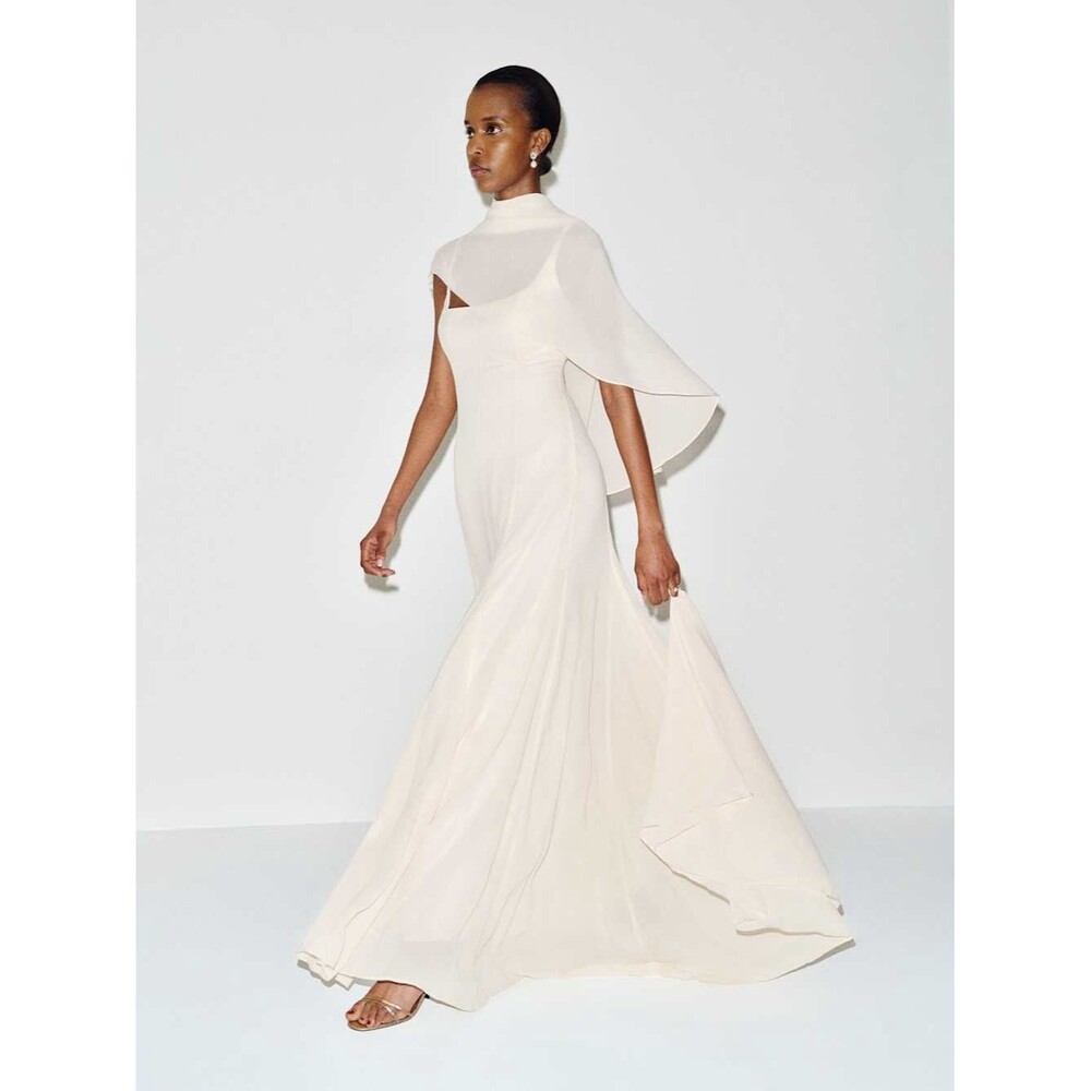 New Reformation Sirinda fior di latte Elegant Ivory bridal dress, max gown, US2